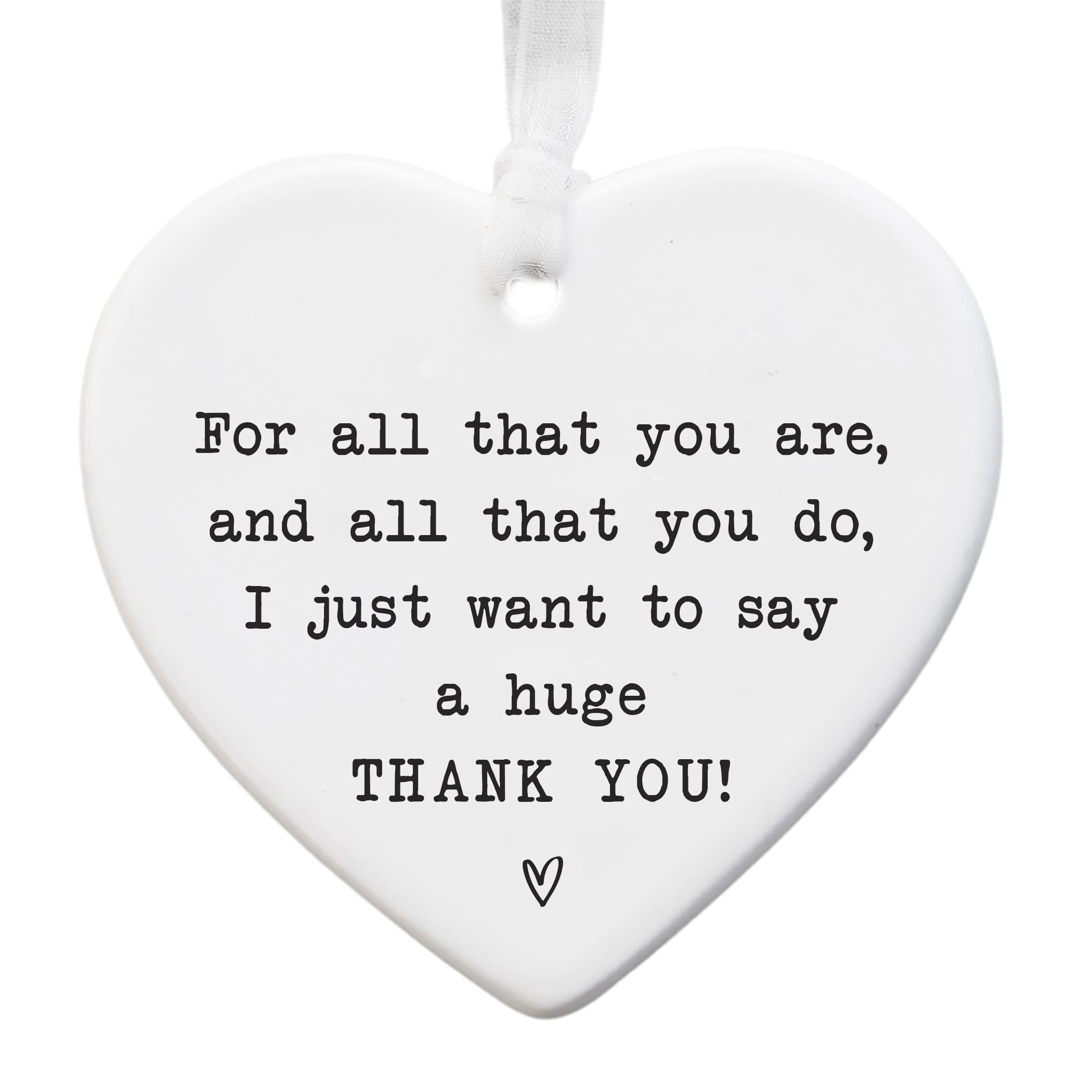 Thank You Ceramic Heart Keepsake - “For All That You Are…” Appreciation Gift - Hanging Ornament - 8cm x 7cm