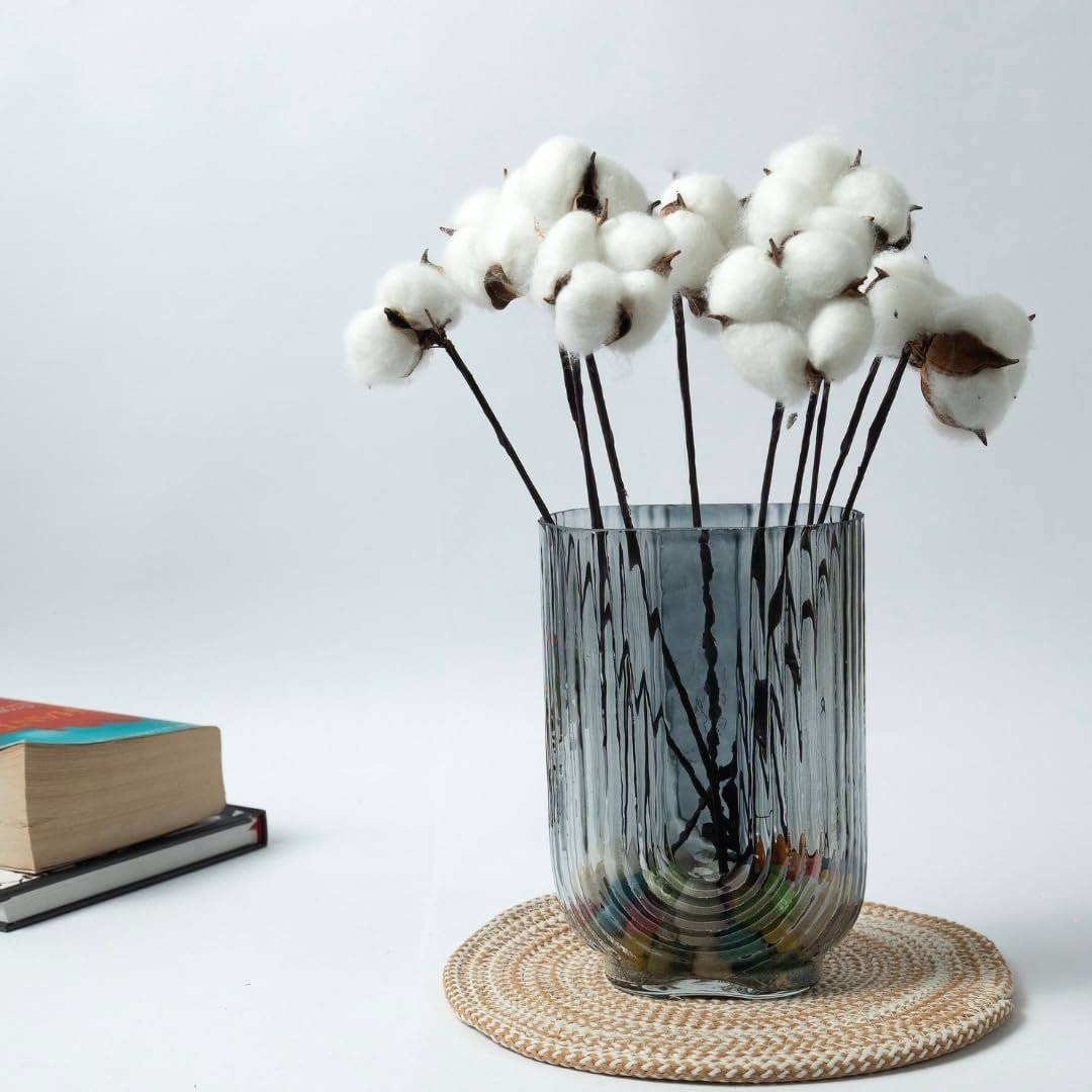 Dried Cotton Stems | Set of 5 Sticks |Home Decor & Festive Styling | Natural, Fluffy & Long-Lasting | Perfect for Vases, DIY Crafts & Pooja Decorations(White)-image-4