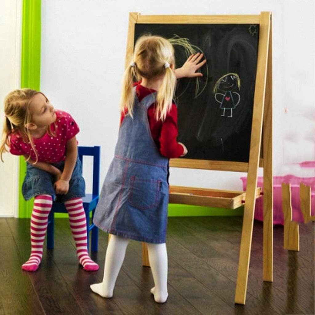 Sketchpad Wooden Kids Easel, Double-Sided Magnetic Drawing Board, Whiteboard & Chalkboard with axis & Paper