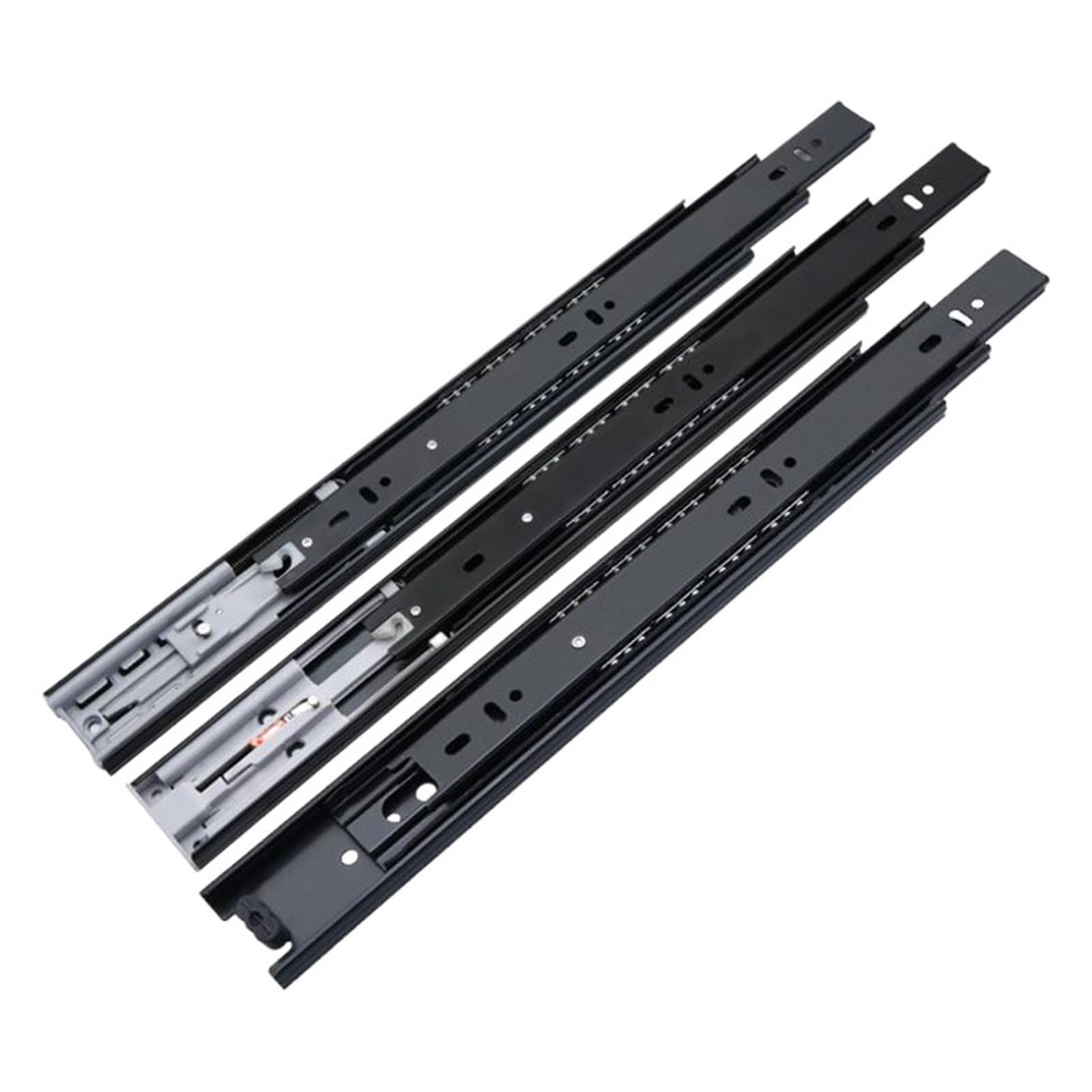 Riel para cajón 4512 de 25cm con tres amortiguadores gruesos para armario, pack de 2 unidades