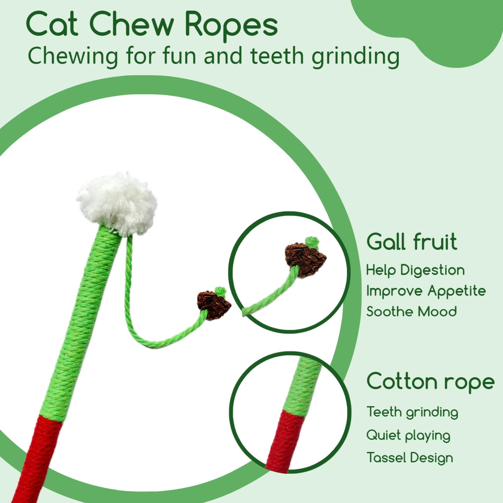 Silvervine Sticks Katzenminze, Seil-Spielzeug-Set für Katzen, Zahnreinigung, Kauspielzeug, Kätzchen, Zahnpflege-Spielzeug für Indoor-Katzen, um Mund- und Zahngesundheit zu fördern