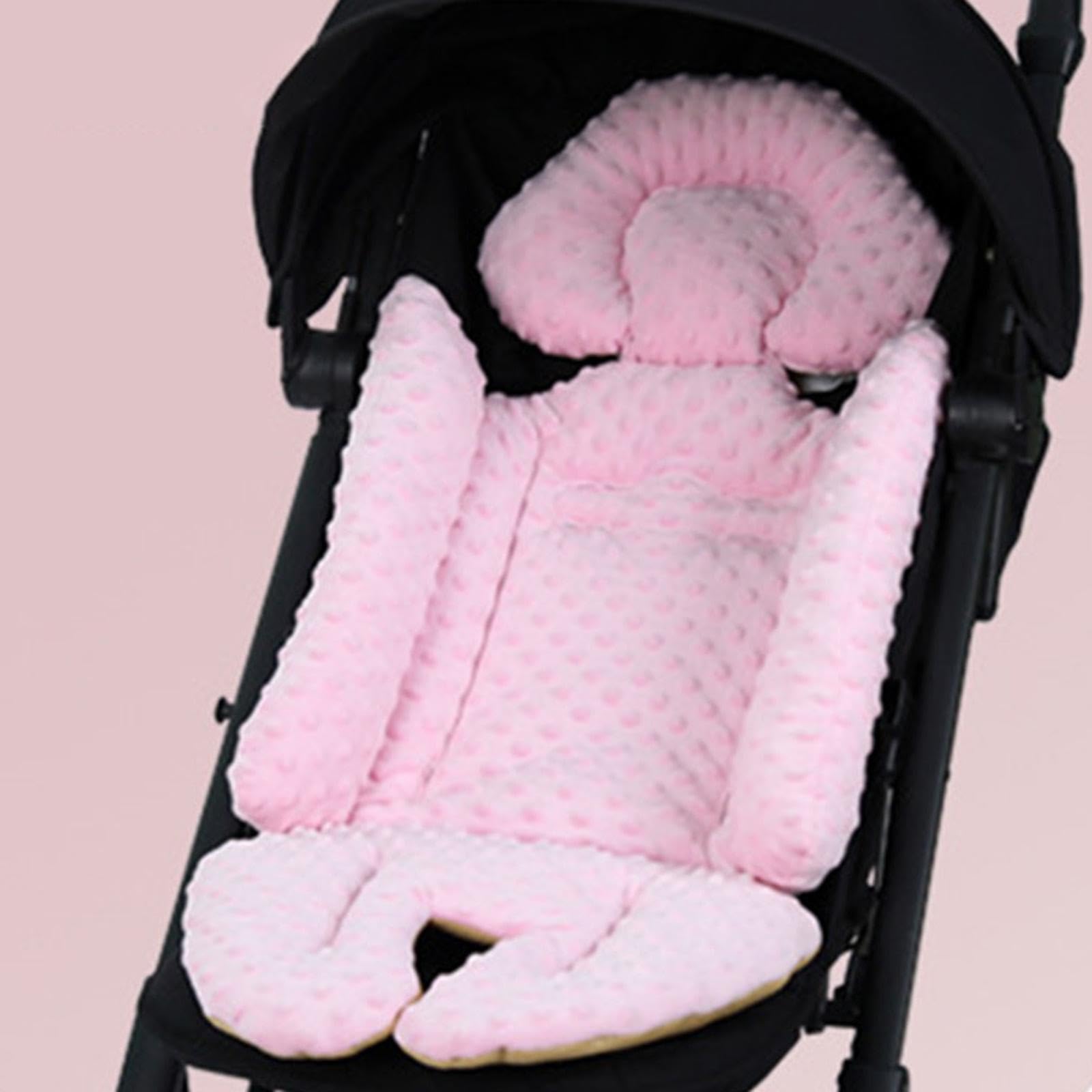 2 set di 2 cuscini per passeggino, caldi, universali, spessi, per carrozzina, auto, passeggino, rosa, 41 x 84 cm