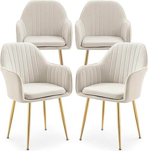 Miniatura 18 de AVAWING Modern Living - Juego de 2 sillas con reposabrazos decorativos para sala de estar, comedor, de terciopelo, tapizado, de mediados de siglo,