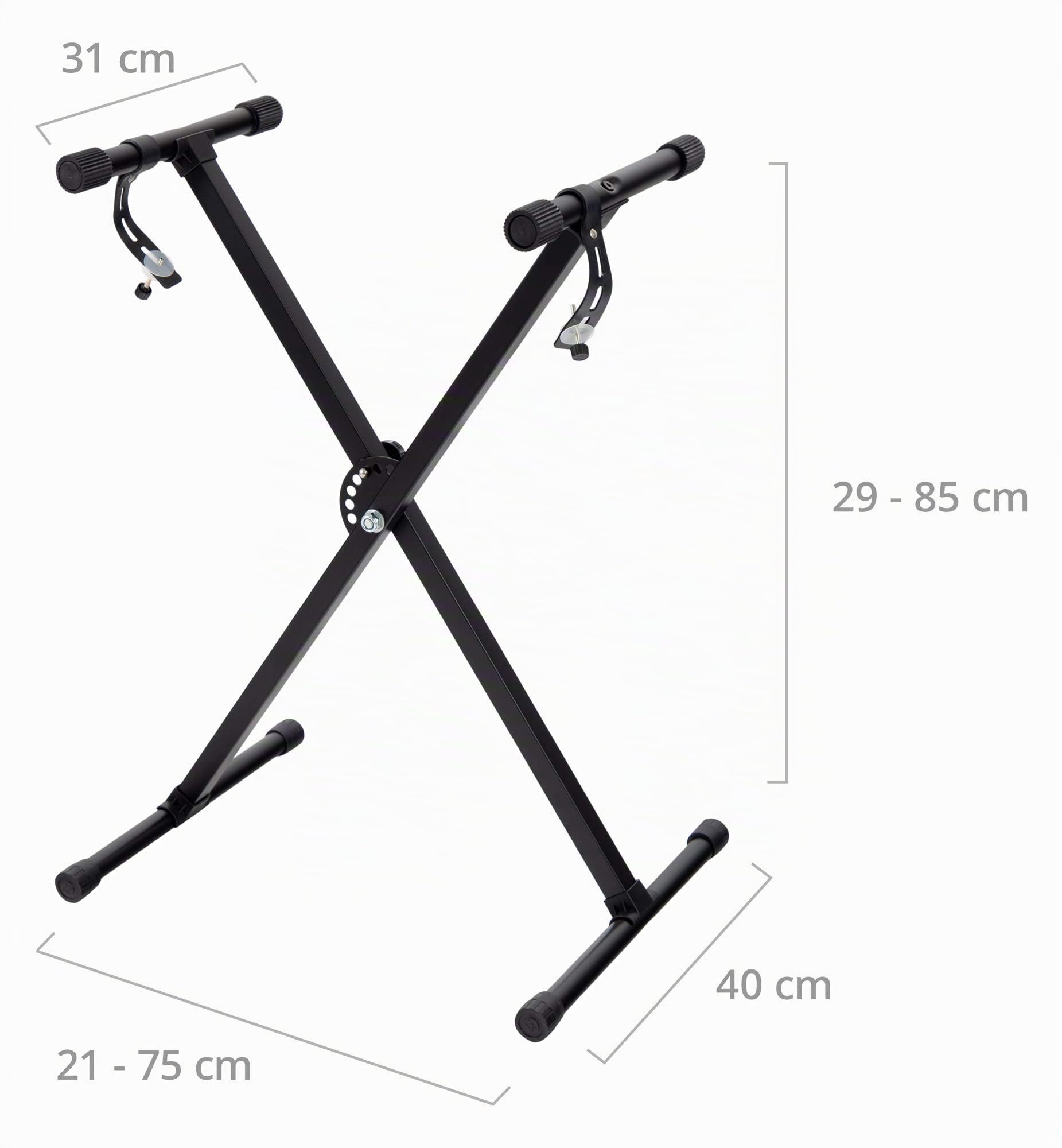 FunKey Supporto Tastiera con Struttura a X - Chiusura a Strappo Affidabile - Con Manicotti Antiscivolo Integrati - Supporto dal Design Pieghevole - Include Cinghie di Fissaggio Robuste