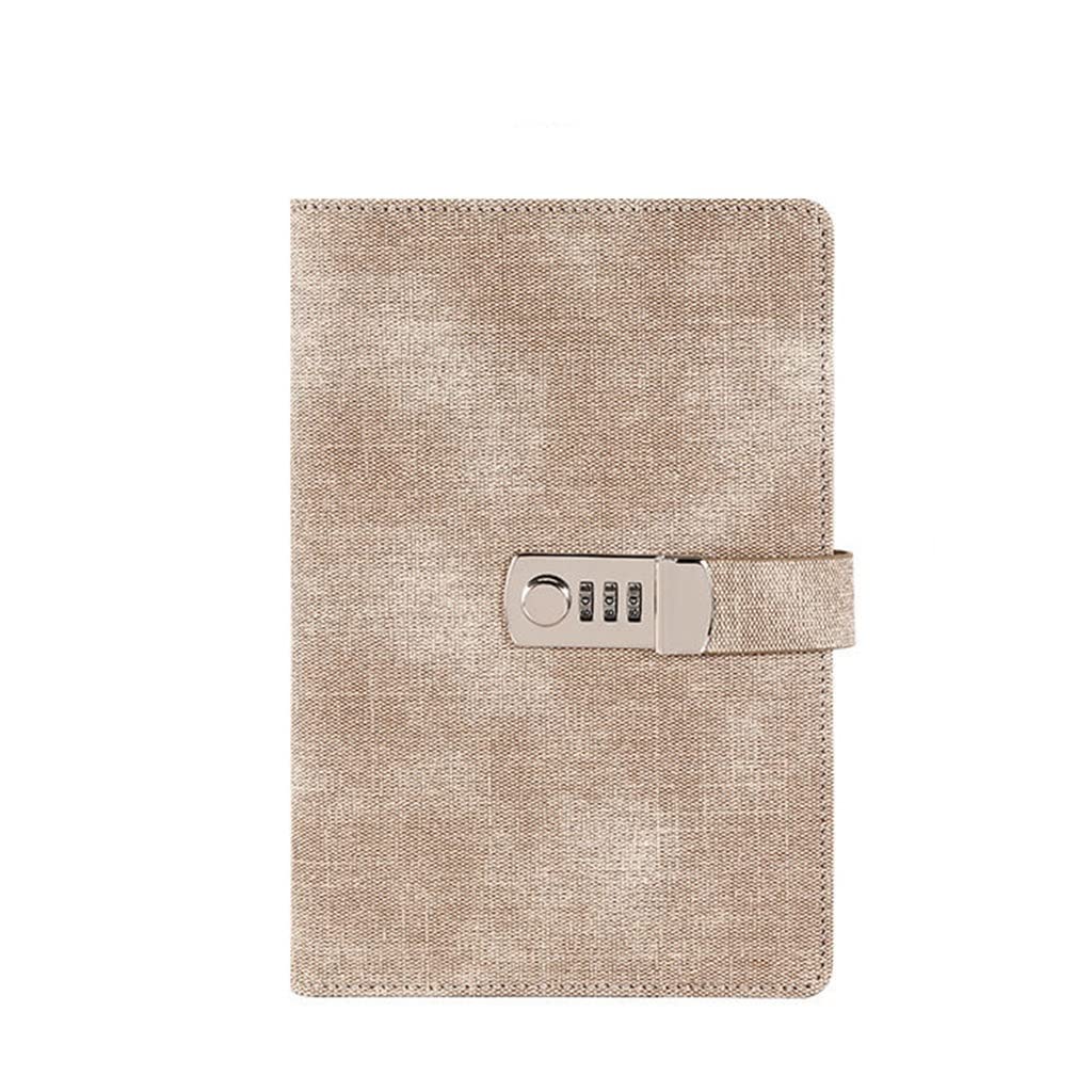 Libreta de contraseñas A5 Retro con candado, libreta de Notas con candado de Tela Vaquera, Agenda de Viaje, Bloc de Notas, planificador (E A5)