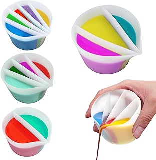 Split Cup for Paint Pouring Fluid Art Silicone Split Cup Resin Pouring Painting Tools DIY Making Drawing Accessories Reusable Split Cup with Dividers (3 Channels)