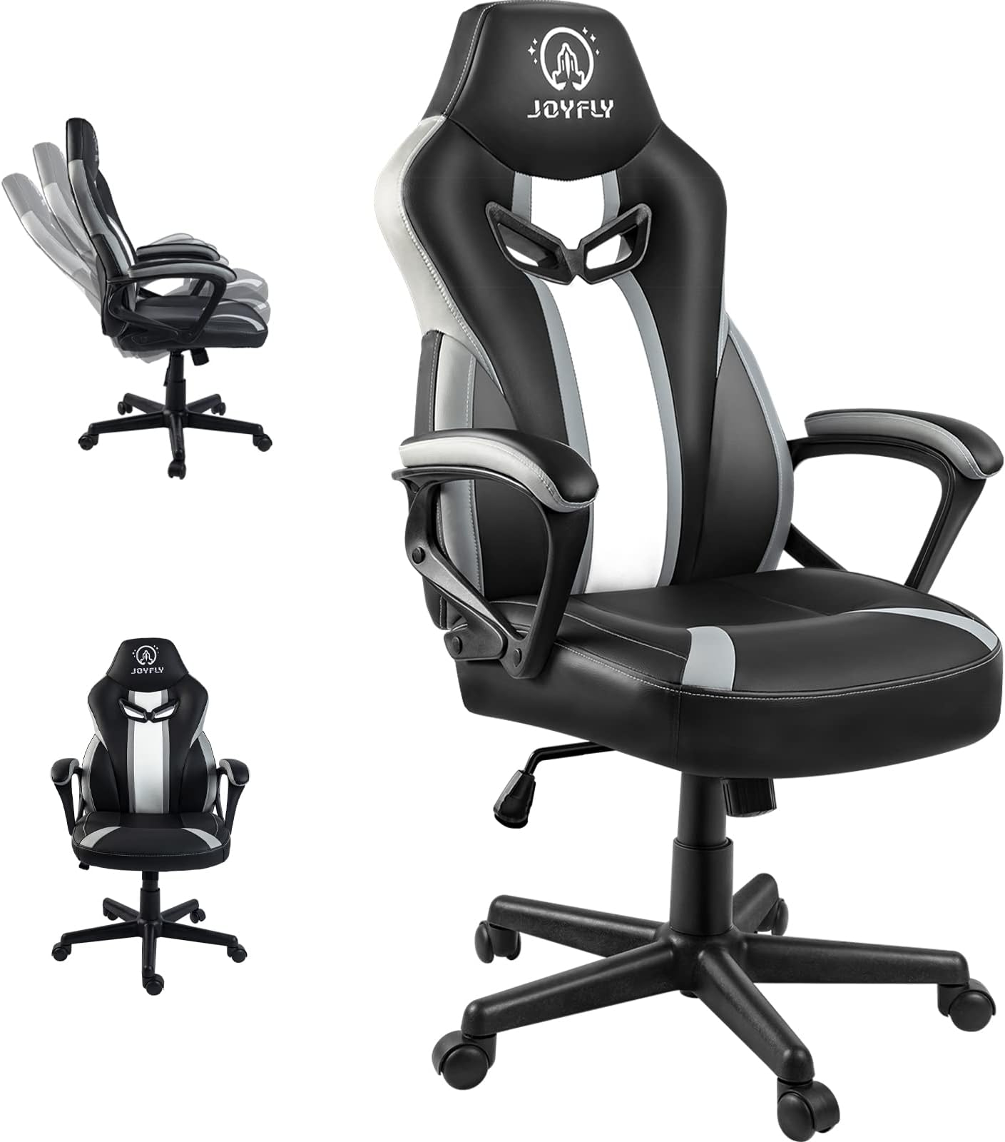 JOYFLY Gaming Chair, Gamer Chair Racing Style Game for Adults Teens, Ergonomic PC with Lumbar Support, 300lbs（Black）