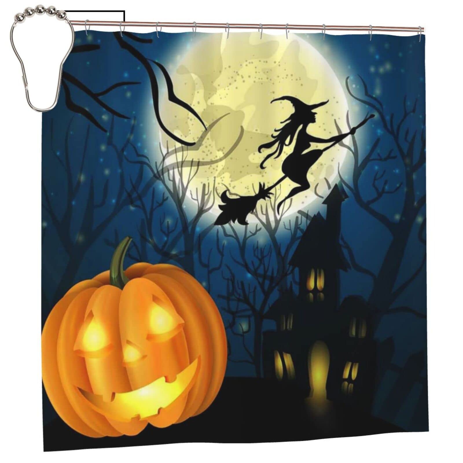 Rideau de douche Halloween imperméable lavable 183 cm anti-moisissure avec crochets