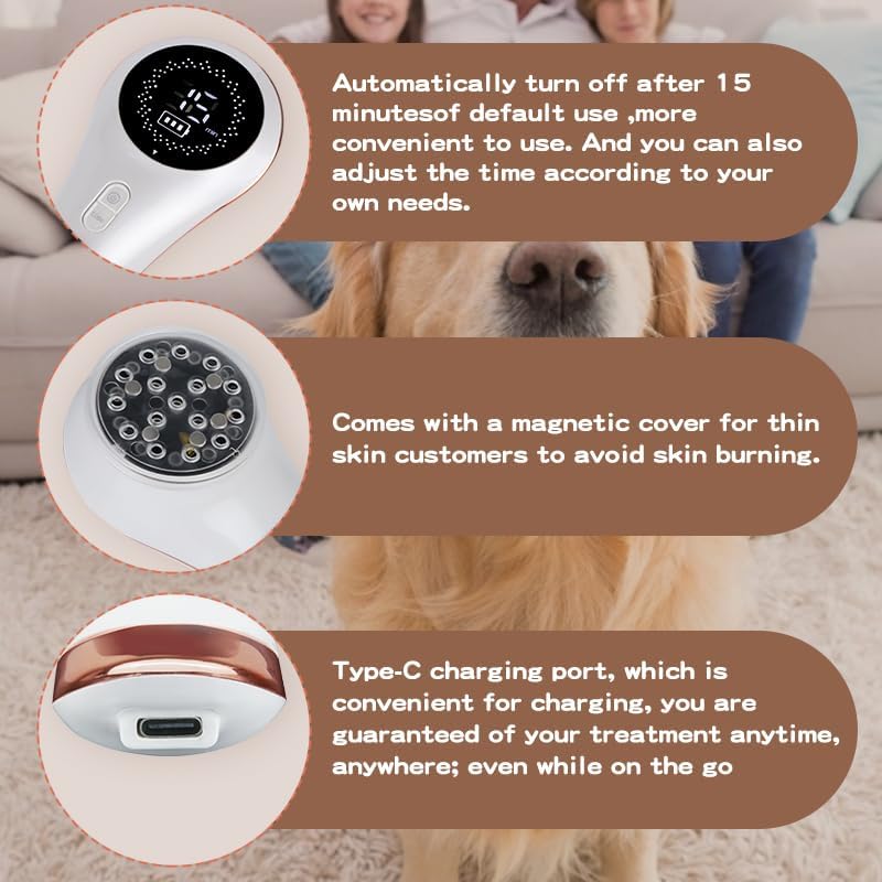 Red Light LLLT Cold Laser Therapy for Pet Dogs Cats Horses Vet, Near Infrared Light Therapy Device for Muscle & Joint Pain Relief Wound Healing Care Reduces Inflammation with Upgrade Protective Cover