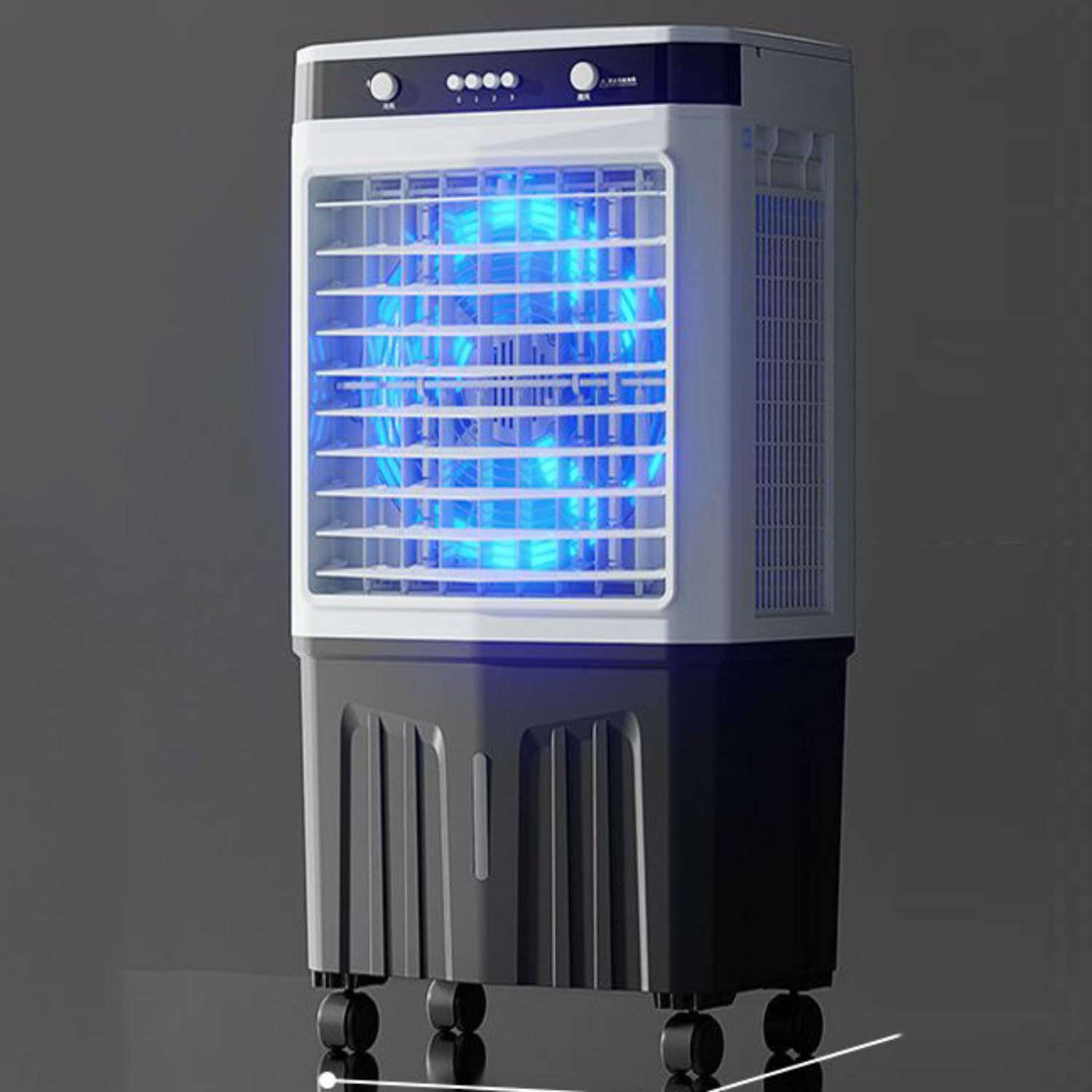 GWFBLID Evaporative Air Cooler Windowless Portable Air Conditioners with 4 Ice Box Cooling Fans that Blow Cold Air 3 Speeds 3 Modes 60°Oscillation Swamp Cooler Cooling AC Unit for Indoor Room Bedroom