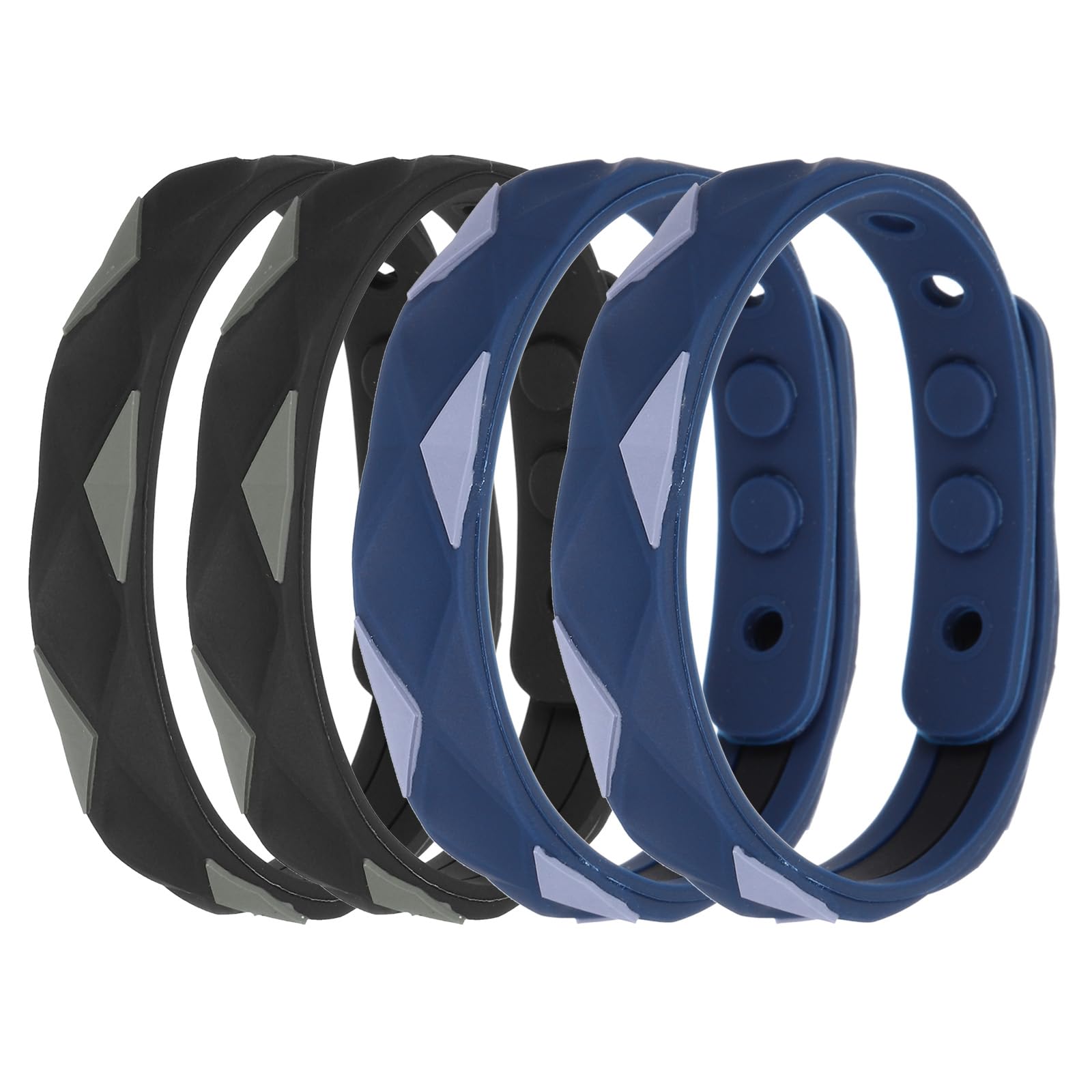 sourcing map Anti Static Bracelet, 0.5"X9" Adjustable Anti Static Wristband Silicone Balance Energy Sport Bracelets for Eliminate Static, Black,Blue 4Pack