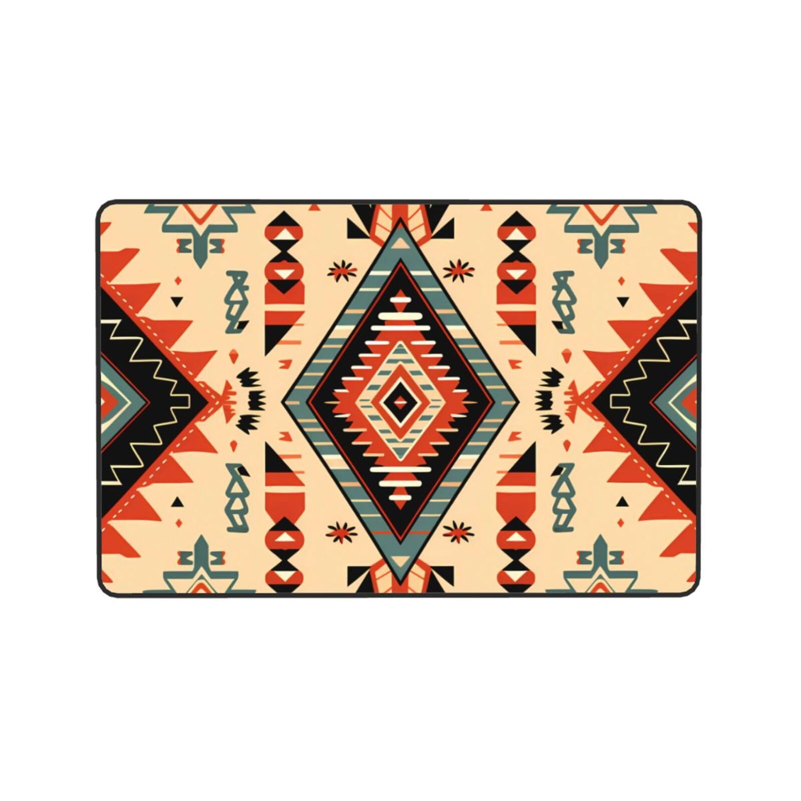 Tappeto vintage azteco per soggiorno camera da letto tappeto etnico con retro antiscivolo lavabile flanella tappeto per casa ufficio arredamento 120 x 180 cm