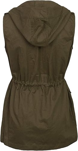 Miniatura 4 de KOGMO Chaleco militar Anorak con capucha para mujer, con cremallera, talla de EE. UU. (S-XL)