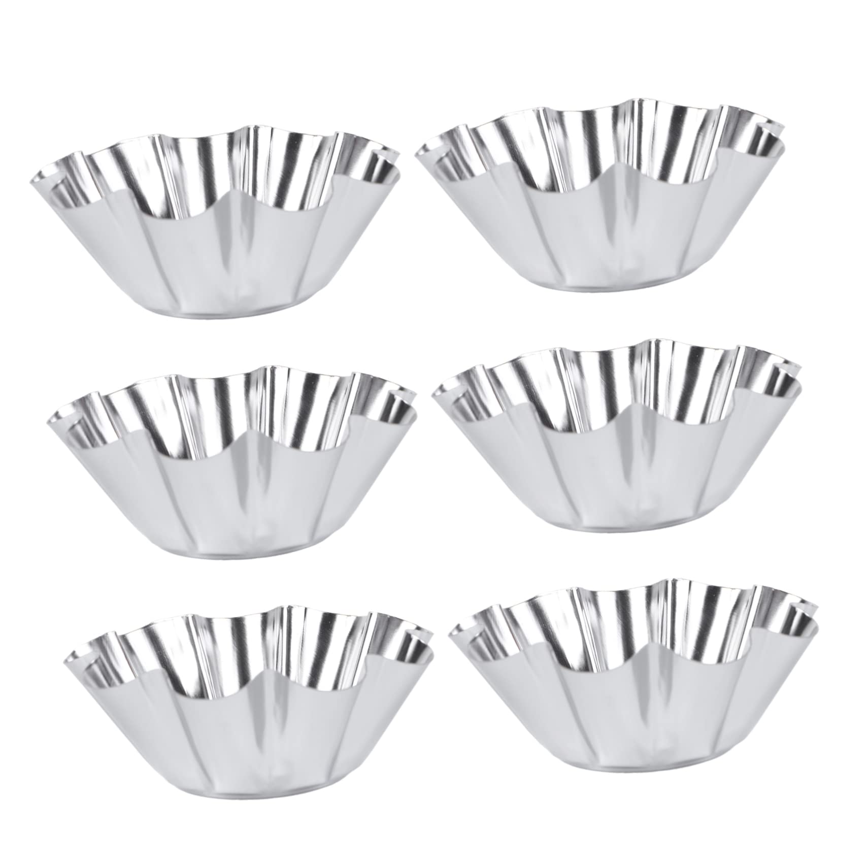 Cabilock 6Pcs Flower Non Stick Tart Pans Reusable Stainless Steel Muffin Baking Molds for Egg Tarts Cupcakes Desserts for Kitchen Baking and DIY Projects