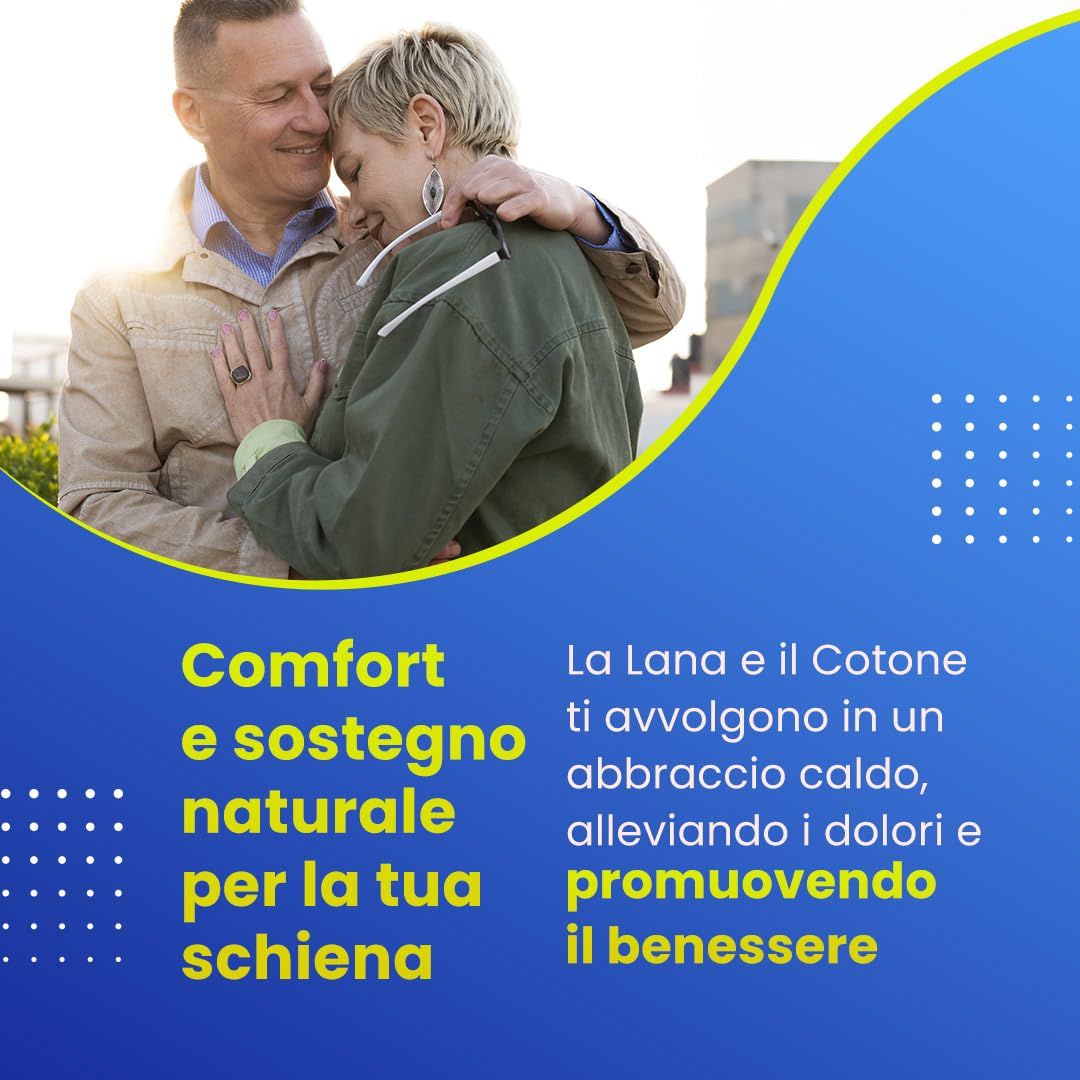 BODYPERFECT Ceinture Lombaire élastique en Coton et Laine Thermique Unisexe Made in Italy