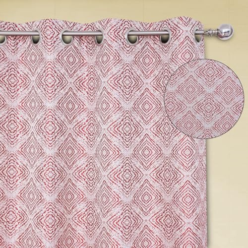 Image of Homestan Jacquard Woven Door Curtains 7 Feet Long Set of 2 with Stainless Steel Grommets for Home Decor (7 X 4 Feet, Maroon)