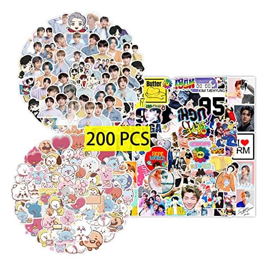 Pounchi Kpop Stickers (200 Pcs) Cute Singer PVC Sticker, Gifts for Laptop Water Bottle Skateboard Party Supplies Decorations Teens Kids