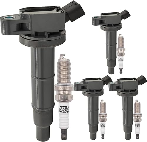 Paquete de bobinas de encendido con bujía iridio UF333 C1330-4 compatible con Toyota Lexus Scion Camry Corolla RAV4 Solara Matrix Highlander HS250h