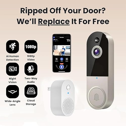 Miniatura 4 de Timbre seguro, cámara inalámbrica segura, forma más inteligente de proteger tu hogar, timbre inalámbrico con video, timbre de video inalámbrico