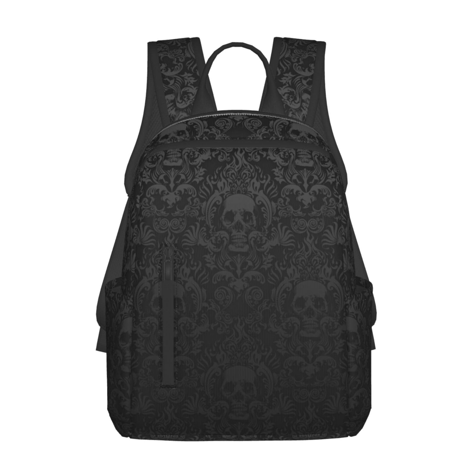 Wksgdsg Unisex Gothic Wallpaper Skull Lightweight Backpack, Daypack, Durable Water-Resistant School College Bag For Students, Commuters & Travel, Compact Laptop Rucksack For Everyday Essentials