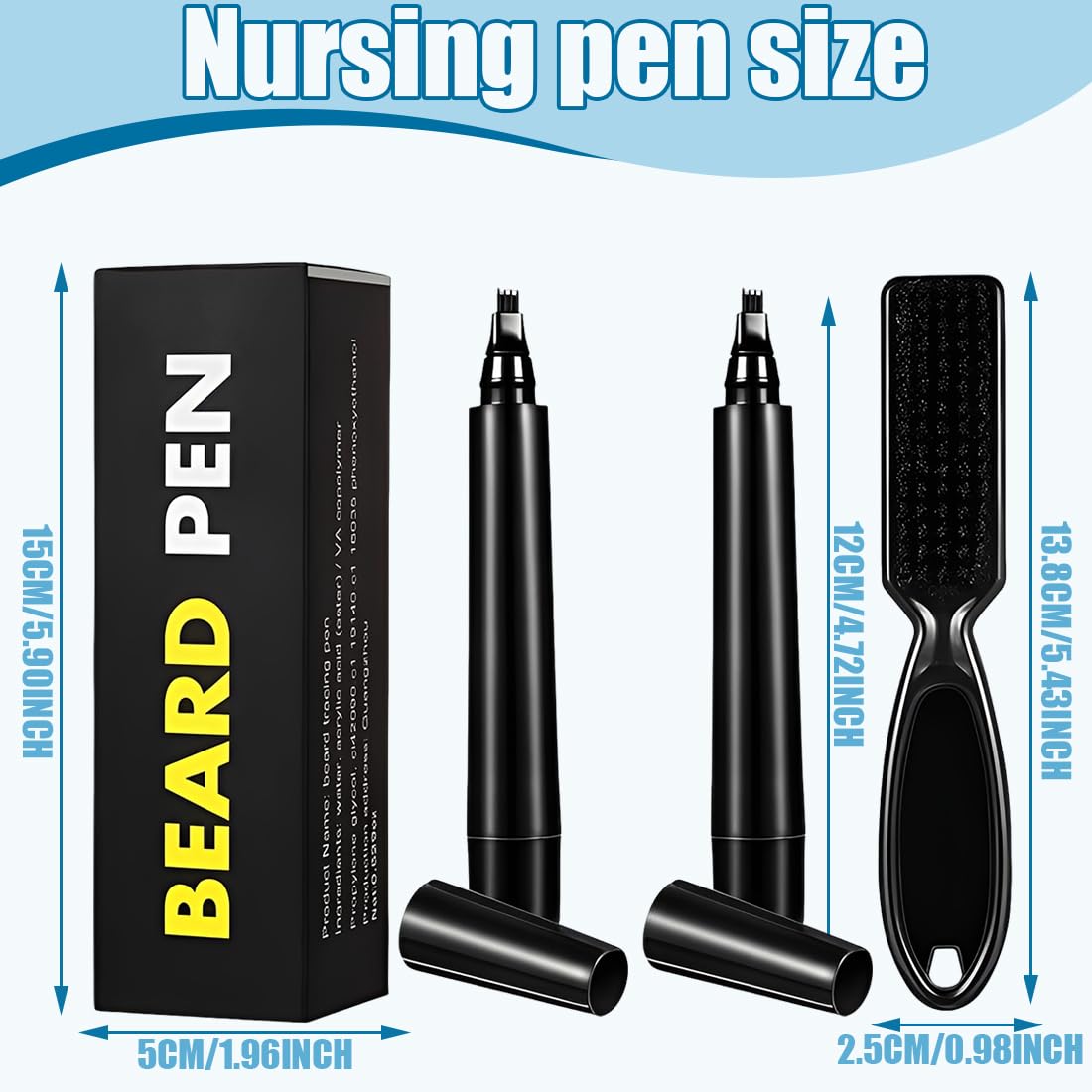 Kit Barba Uomo, Penna Per Barba Con Punta Micro-Fork Impermeabile, Per Migliorare La Peluria Facciale, Lunga Durata, Aspetto Naturale (Nero) - 2
