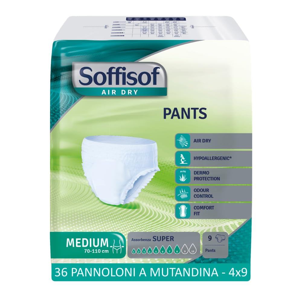 Soffisof Pants Super Taglia Medium pannolone a Mutanda Unisex Traspirante 4x9 pz.