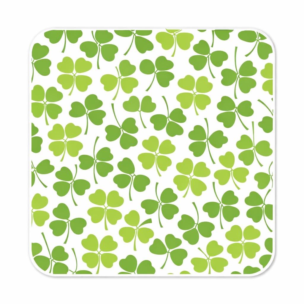Half A Donkey Multicolor Lucky Clover Square Coaster Botanical Green Drinks Mat
