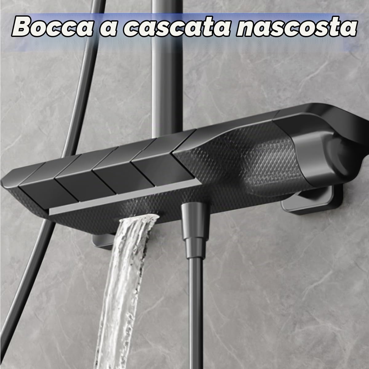 Colonna Doccia Con Miscelatore Termostatico, Sistema Doccia con Soffione Completo 31x20cm a Pioggia, Doccetta, Beccuccio Doccia Nascosto, Altezza Regolabile e Pistola Spray Booster per Bagno.