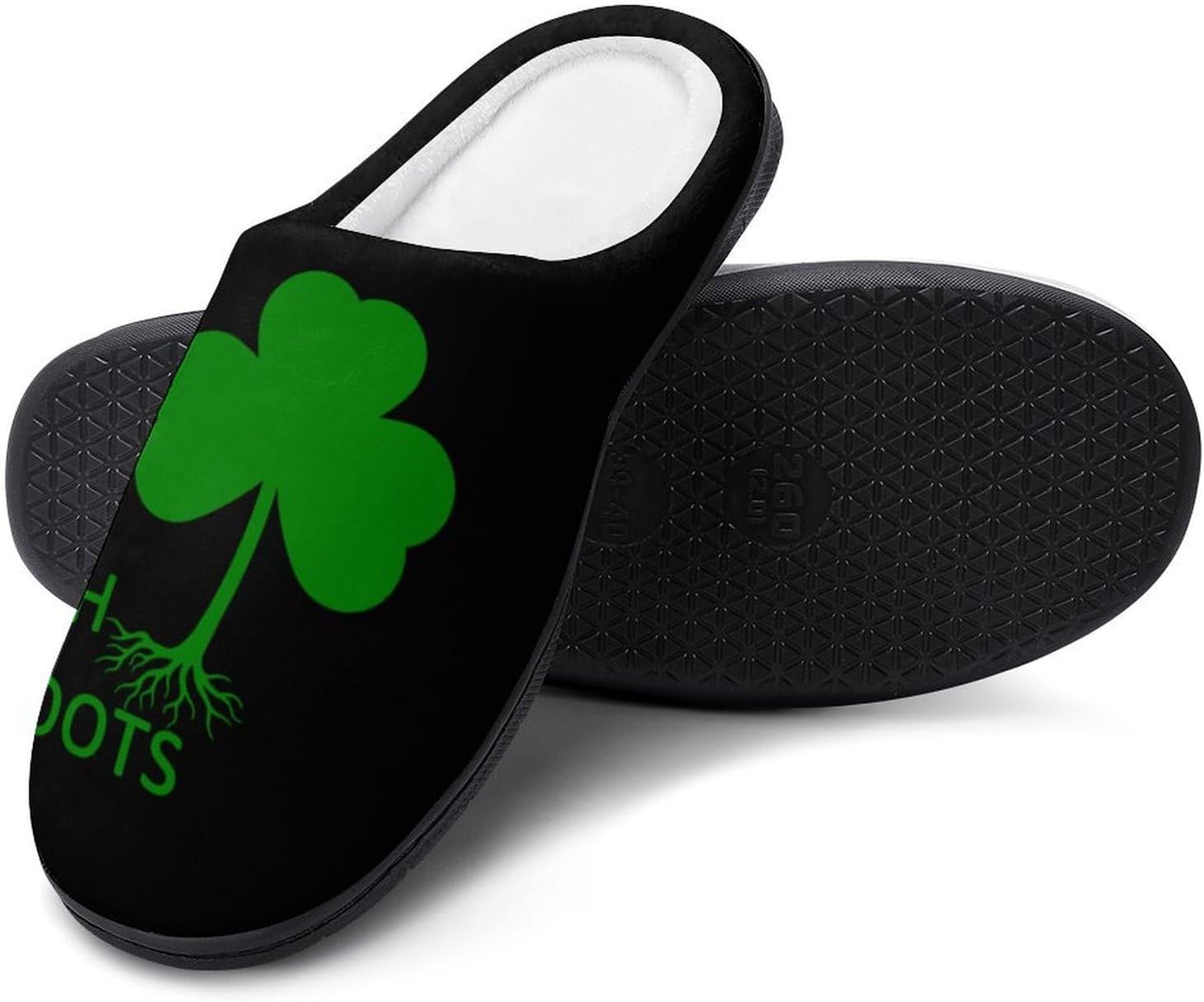 Irish Shamrocks Roots Women's House Slippers Memory Foam Warm Shoes Spa Rubber Sole Indoor Outdoor