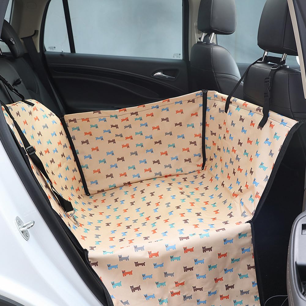 Haustier-Autositz für Alfa Romeo Barchetta 2024, waschbar, für Hunde und Katzen, tragbar, atmungsaktiv, mit Sicherheitsgurt, faltbar, geeignet für Haustiere bis zu 20 kg, Beige