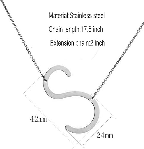 Vista 5 de MOMOL - Collar con Inicial Inclinada, de Acero Inoxidable Chapado en Oro de 18K, Dije de Letras Grandes, Collar de Monograma con Nombre para Mujer