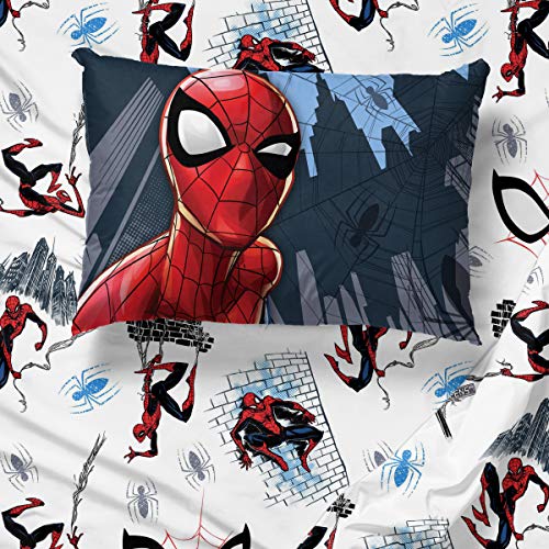 Jay Franco Marvel Spiderman Crawl 4 Piece Twin Bed Set - Includes Reversible Comforter & Sheet Set Bedding - Fade Resistant Microfiber - (Official Marvel Product), Multi - Spiderman #TOP5