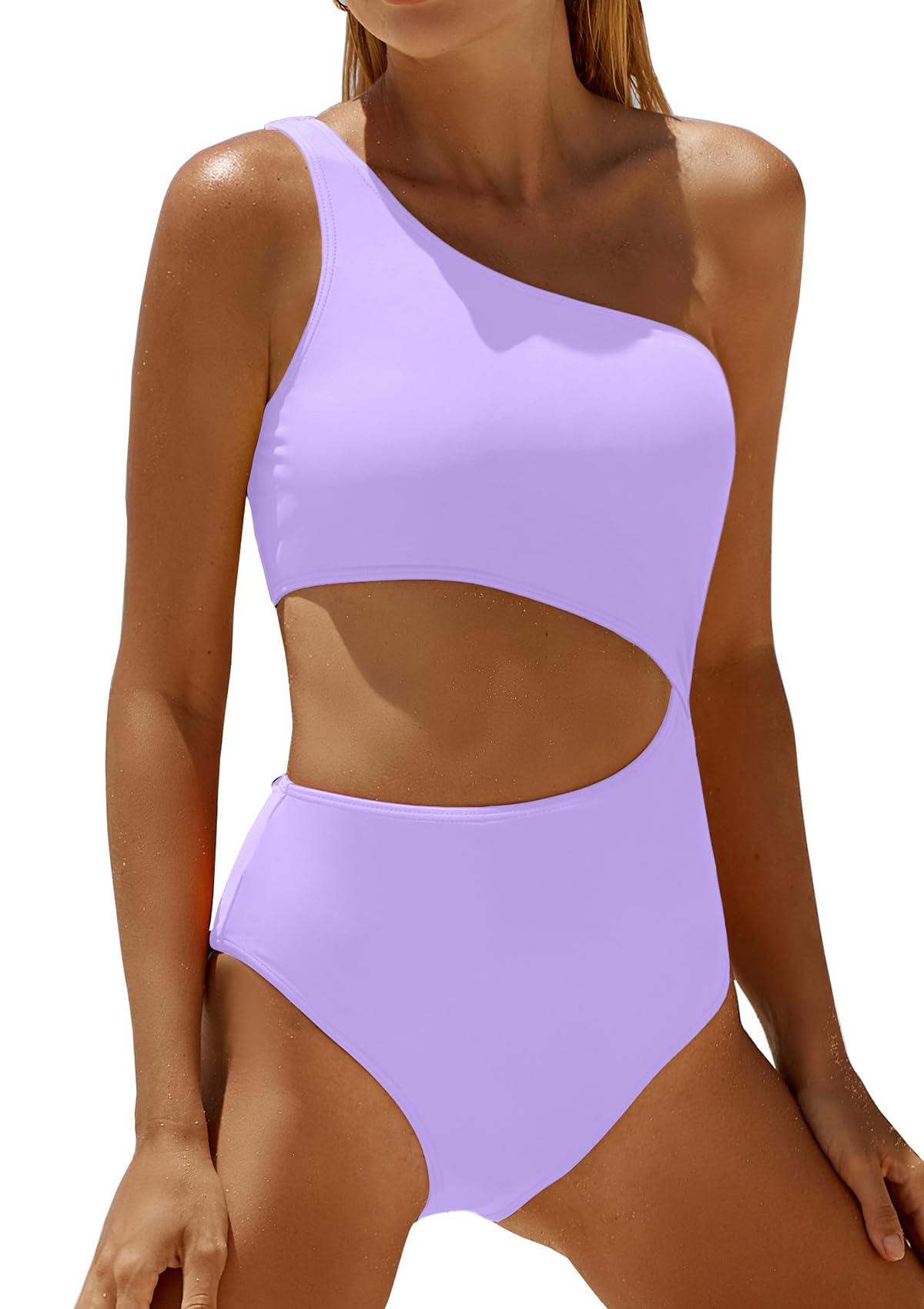 Women's One Piece Swimsuit- One Shoulder Bathing Suit Cutout Tummy Control Swimwear