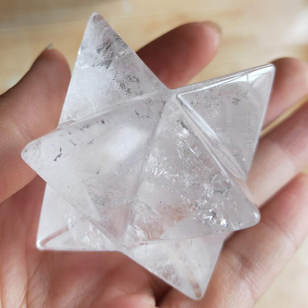 Cristallo di Meditazione Naturale 5cm Natural Clear Crystal Merkabah Pendulum Pietre di Cristallo Pietre di Cristallo Merkaba Stelle Pendente Gioielli Collana Minerali di energia Pietra di Cristallo