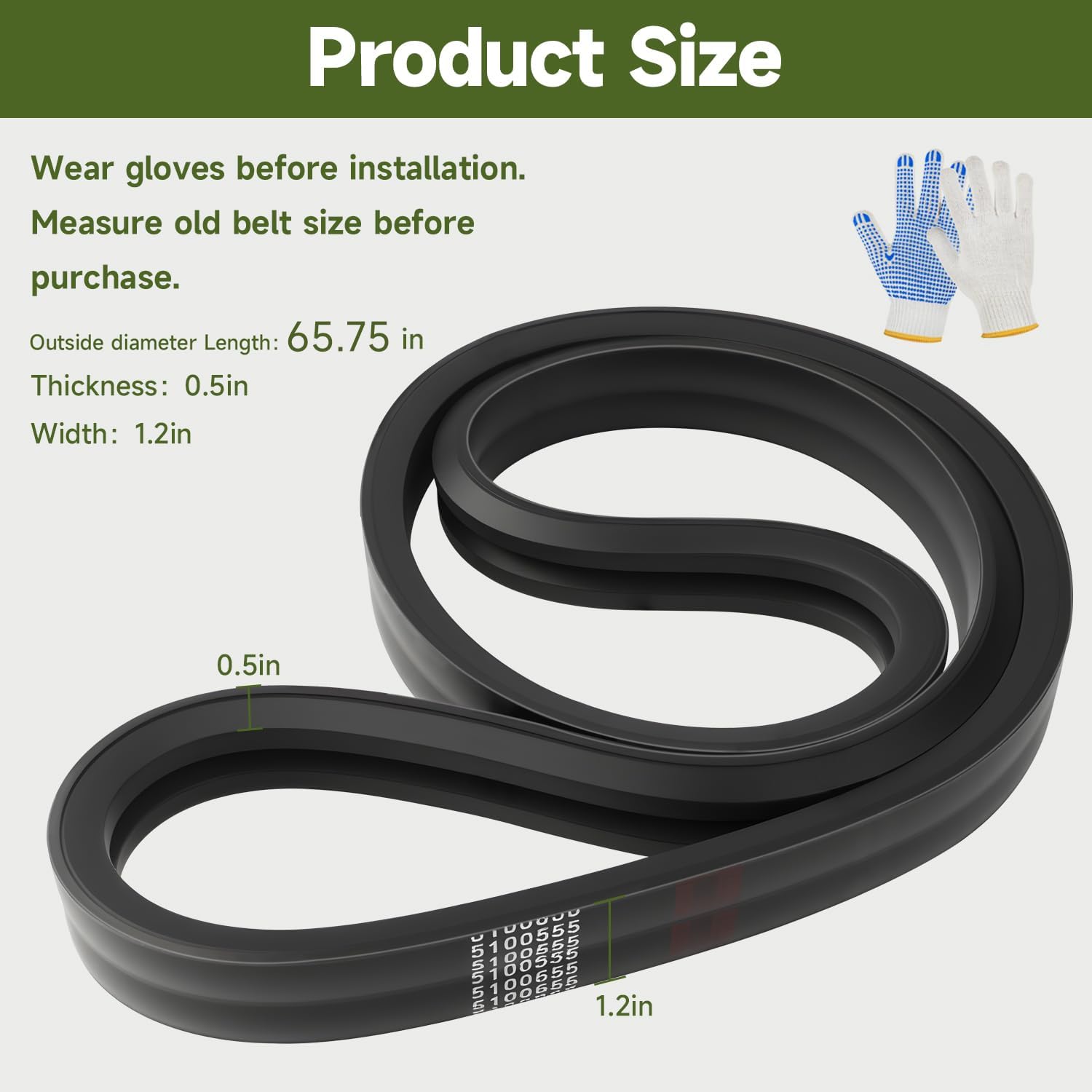 65.75" Pump Drive Belt Lawn Mower Belt Compatible with Ferris Zero Turn Mower Most IS1500ZX IS2000Z IS1500Z Series Replace#: 5100555 5022314 5022314SM