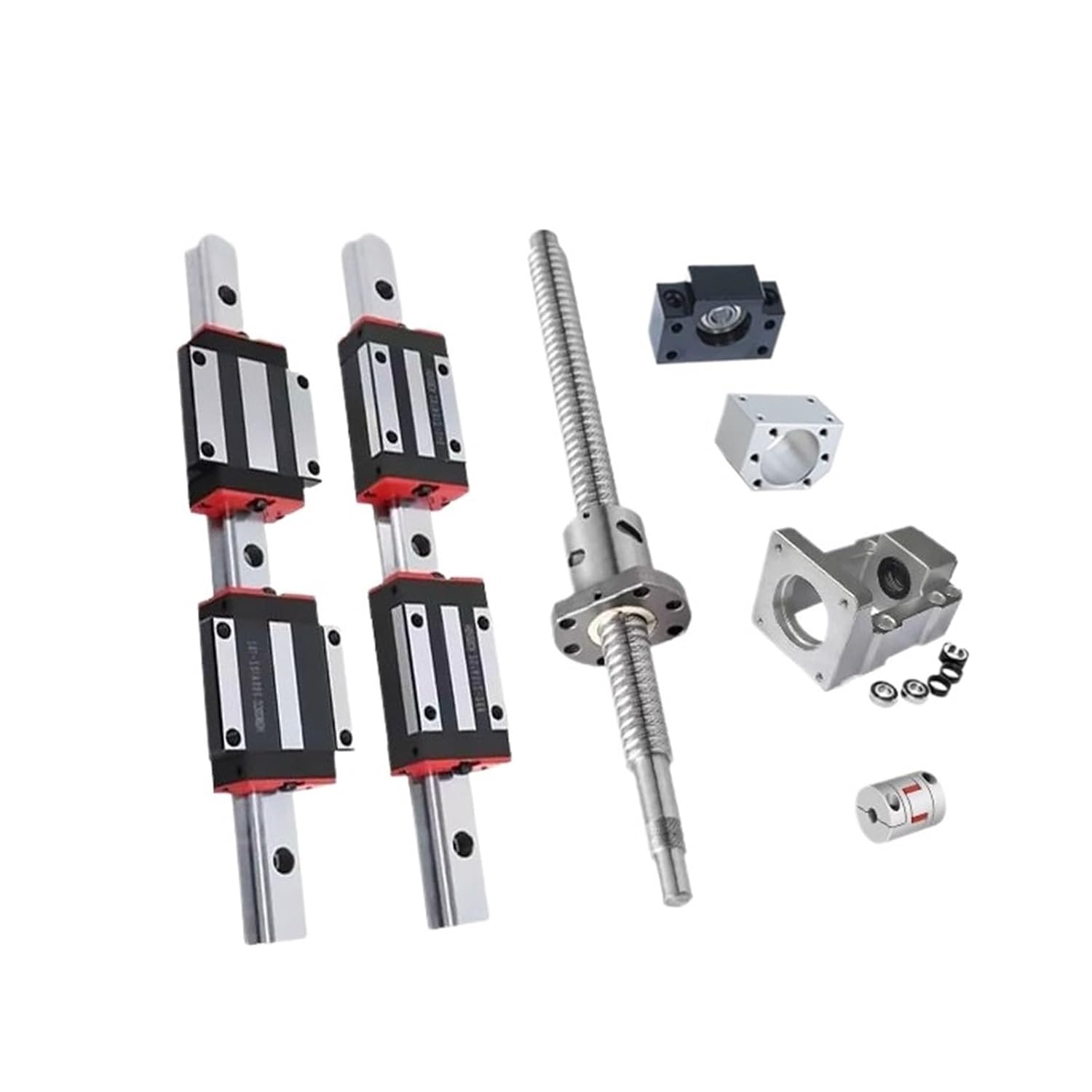 Linear Motion CNC Ball Screw Guides Kit BORRGTU HGR20 Linear Rails 2pcs HGR20 Square Guide+ 4pcs HGH20CA Sliders+ 1pcs SFU2005 Ball Screw(350mm)