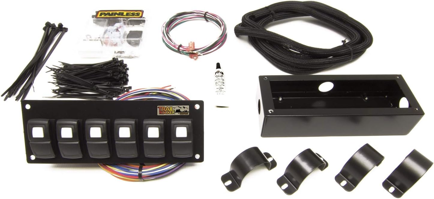 Painless Performance 57105 Trail Rocker 6-Switch Panel, Roll Bar Mount, black