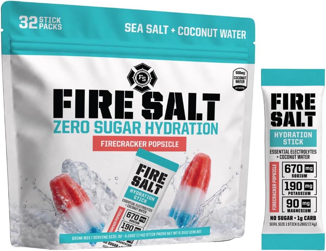 Fire Salt Firecracker Popsicle Electrolyte Hydration Sticks, 32 Count