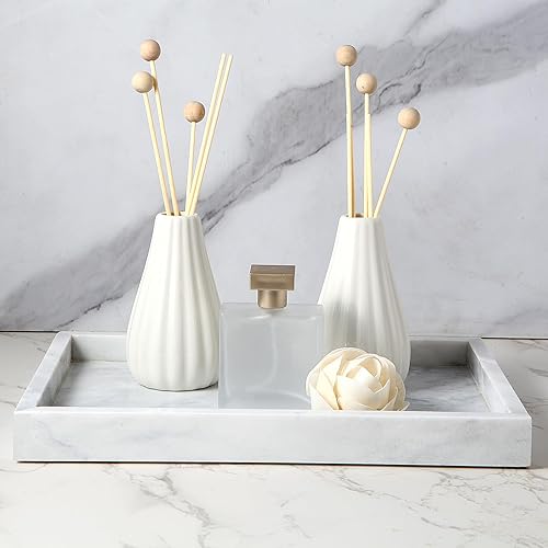 Miniatura 7 de Bandeja decorativa de mármol natural de 12 x 8 pulgadas, elegante bandeja de tocador, bandeja de servir, decoración del hogar