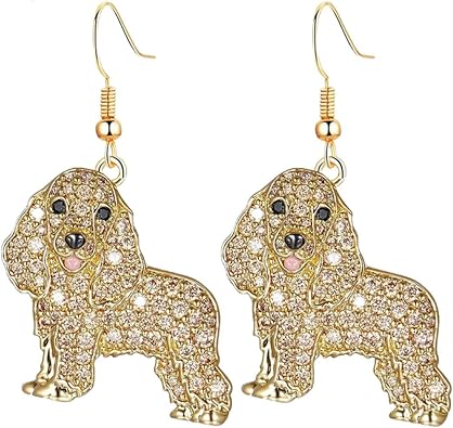 Crystal Dog Pendant Earrings for Women, Pet Dog Charm Earrings, Daily Jewelry for Animal Lovers