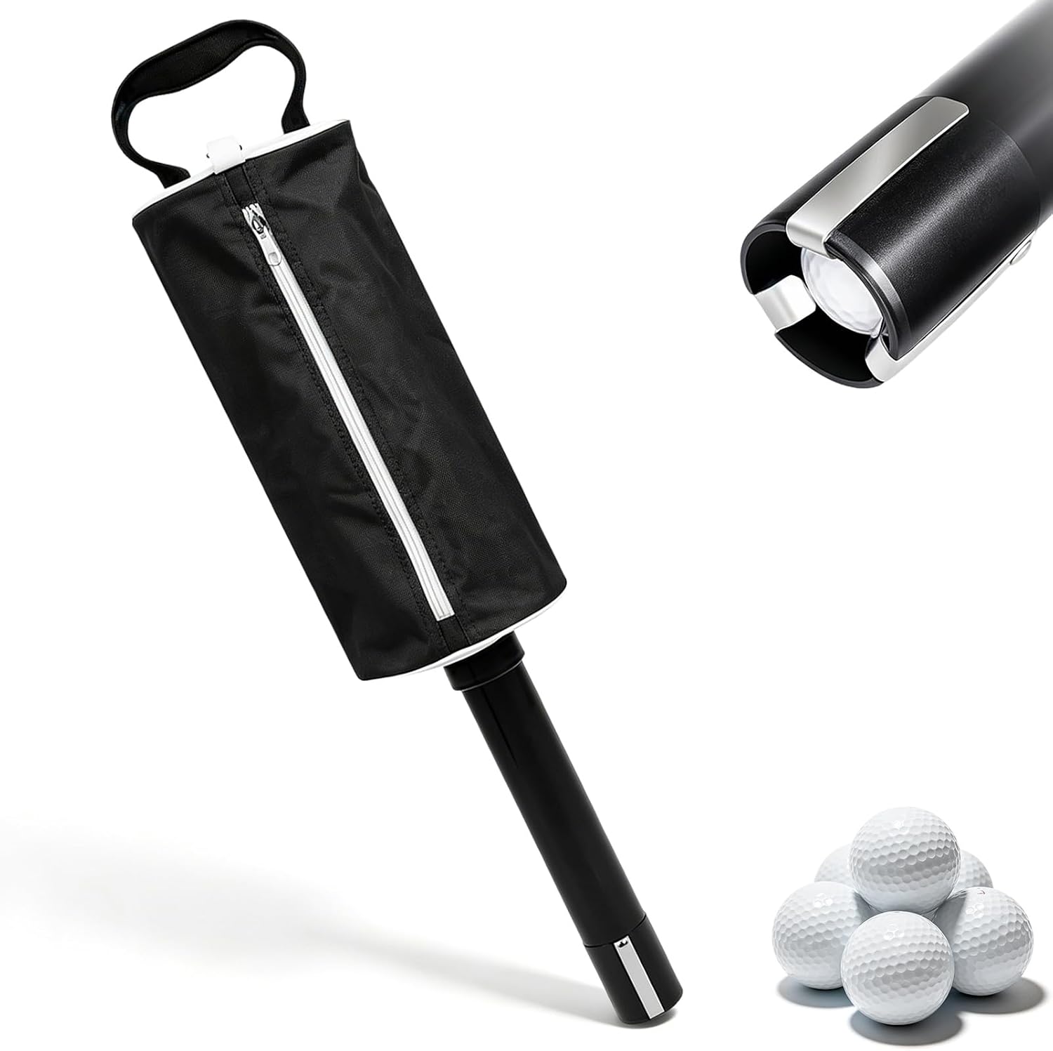 HERCHR Golf Pick Up Bag, Hold 70 Balls, Portable Golf Shag Bag, Golf Ball Retriever Ball Sagger Picker Accessory with Removable Aluminium Alloy Tube