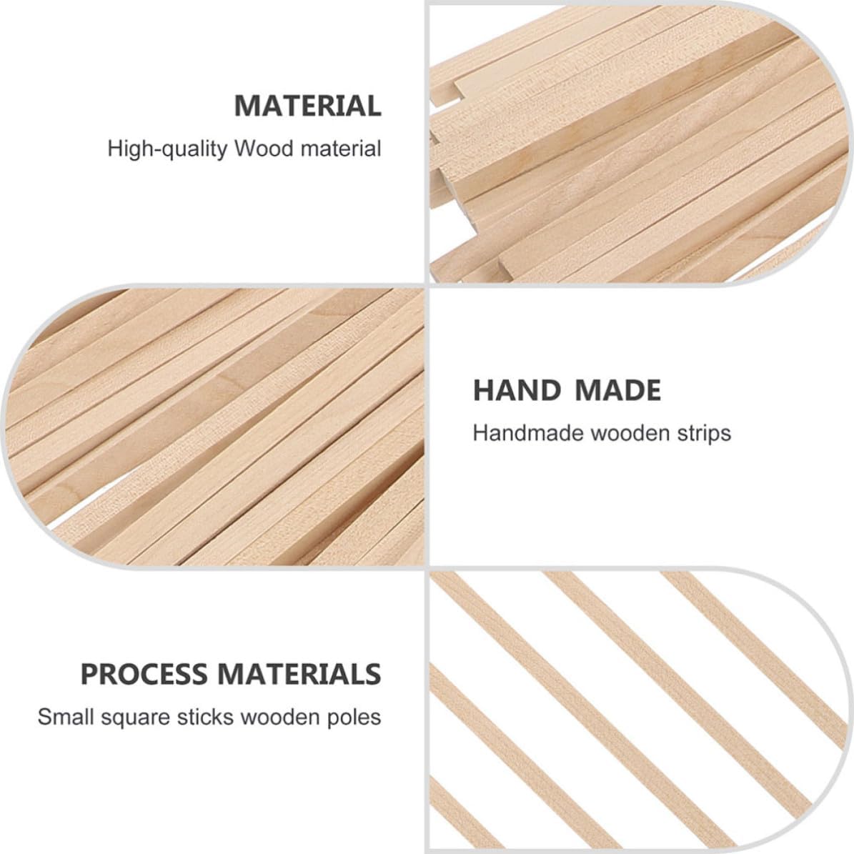 100pcs DIY Wooden Sticks for Crafts, Smooth Natural Wood Finish
