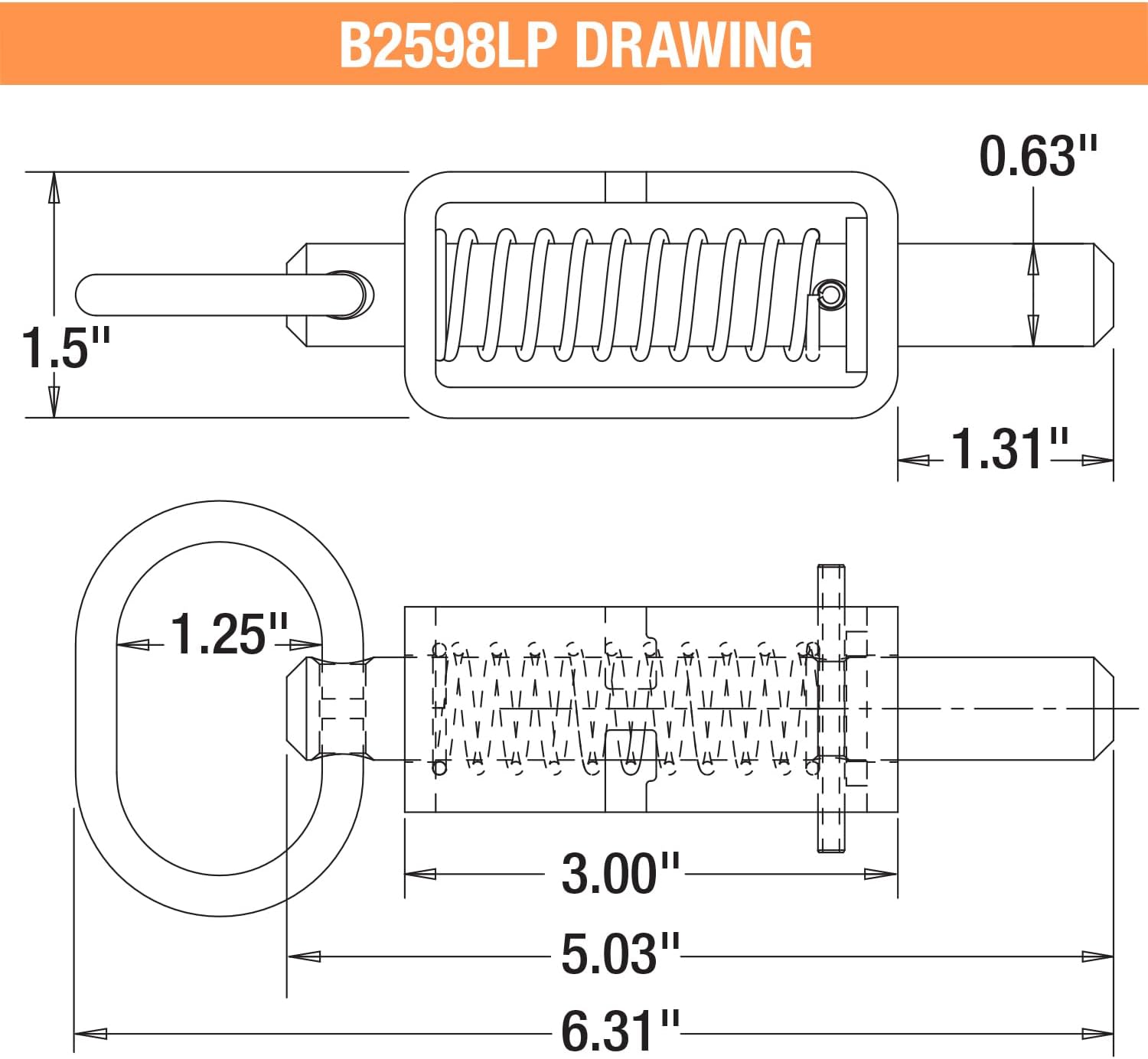 Buyers Products B2598LP Weld -On 5/8" Spring Latch Assembly with Plain Tube, 4 Pack, 1.31" Extended Plunger, Heat Treated Pin, Utility Gate Latch, Trailer Latch
