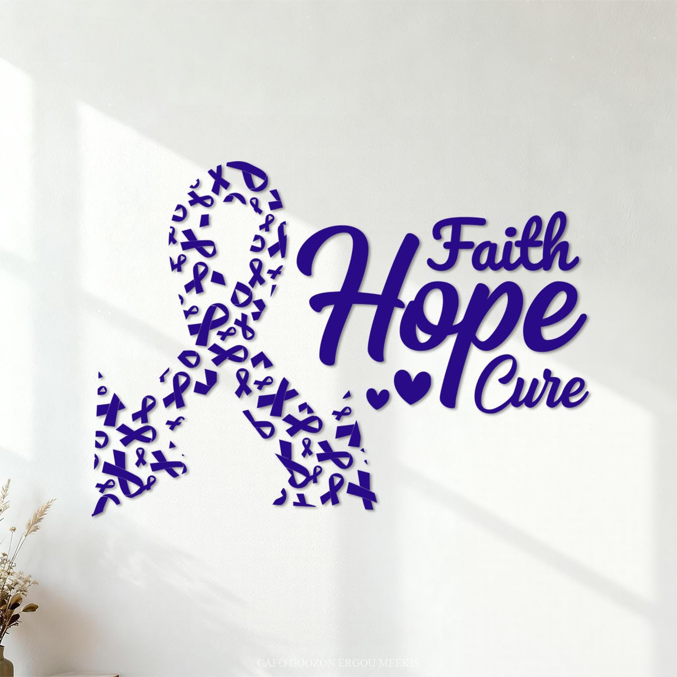 Lettering Stickers Faith Hope Cure Breast Cancer Quote 57.6x80.5cm Self Adhesive DarkBlue