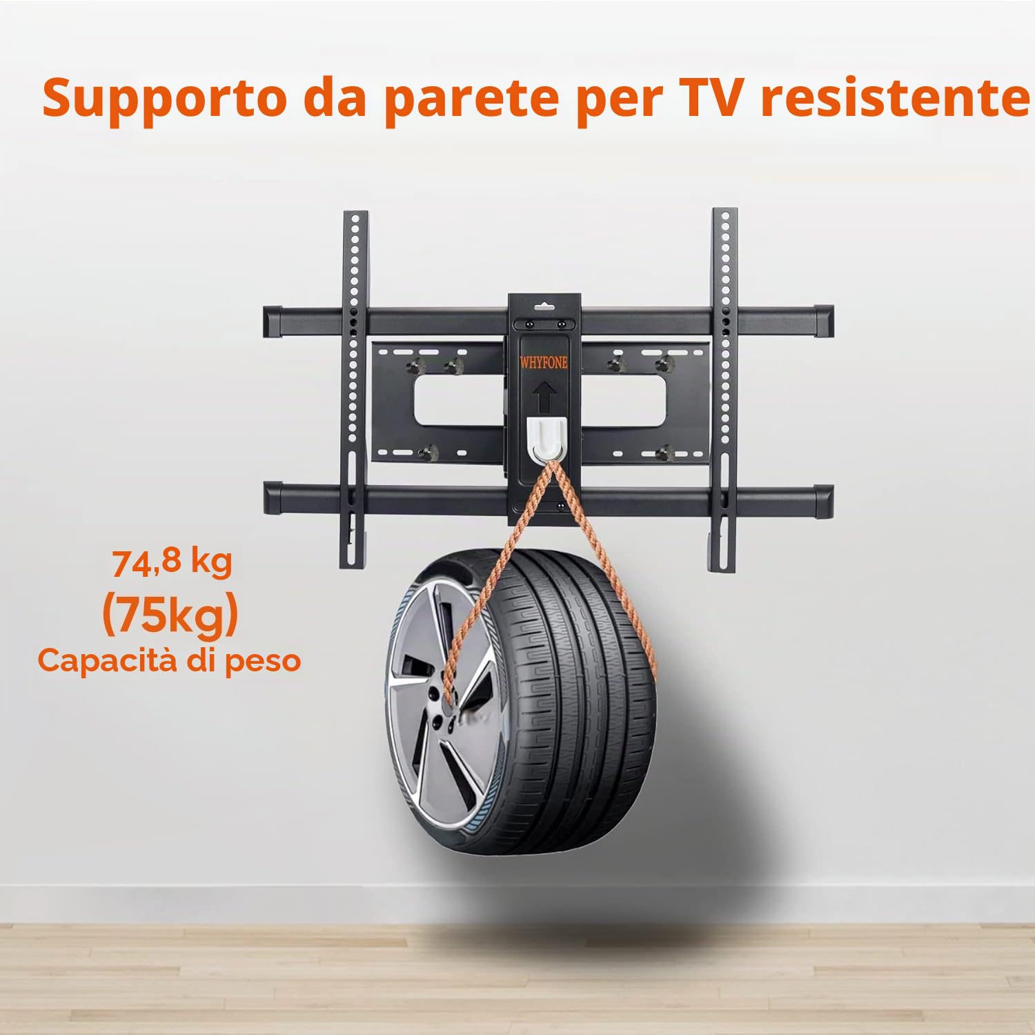 Supporto TV Parete da 50-90 Pollici, Inclinazione Girevole Staffa con 765mm Doppio Braccio, Braccio TV Ultra Resistente 75kg, Staffa Televisore 75 85 90 Pollici VESA 200x100-600x400mm