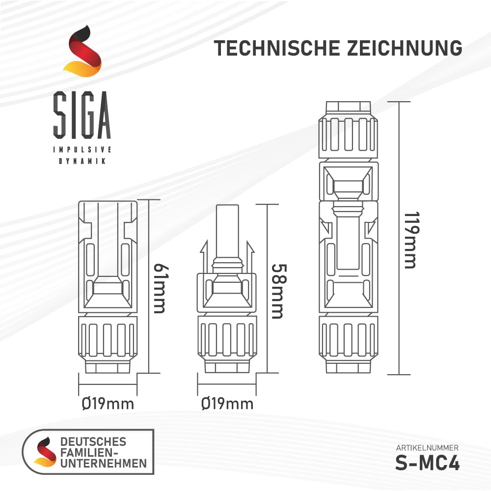 PV Solarstecker 40 Paar Solarpanel Kabelstecker kompatibel mit 4mm2 6mm2 Solarkabel PV Kabel IP68 wasserdicht für Solaranlage