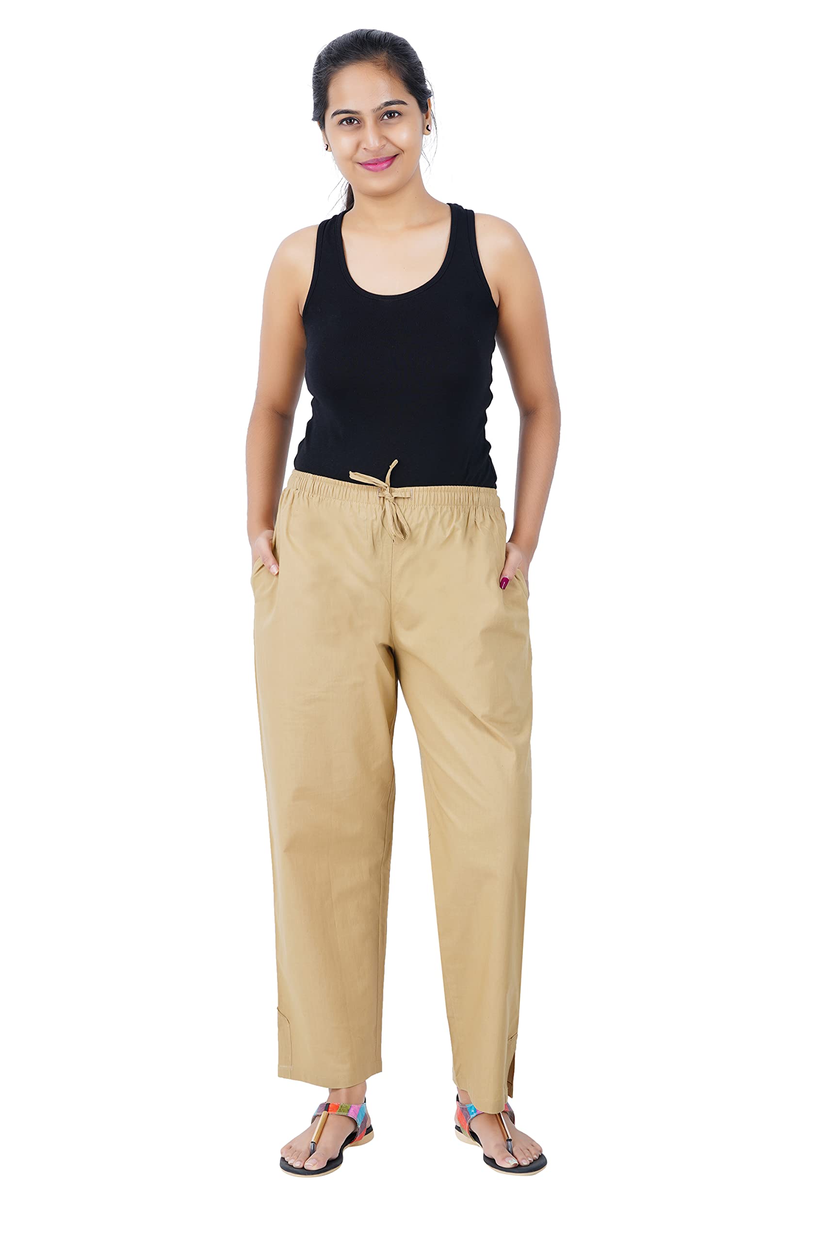 Happy Bunny Parallel Pants - Modern Cotton Trousers - Smart Ankle Length - Work | Office | Home | Regular Fit Wear