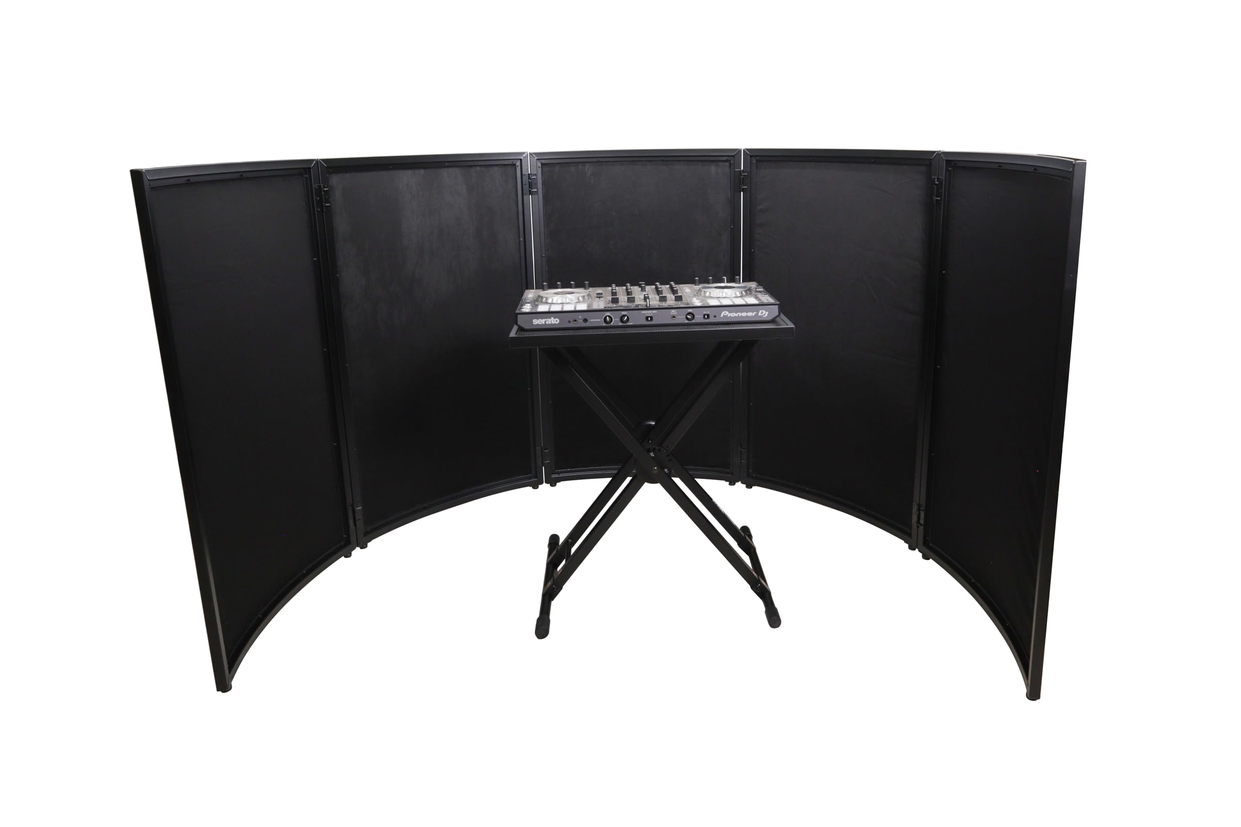 ProX XF-LUNA BLK LUNA DJ Facade 5 Panel Curved with Black White Scrim Kit Black Hardware
