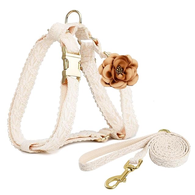 UOSIA Conjunto de Correa y arnés para Perro, arnés Bonito para Perro y niña, arnés de algodón para Cachorro