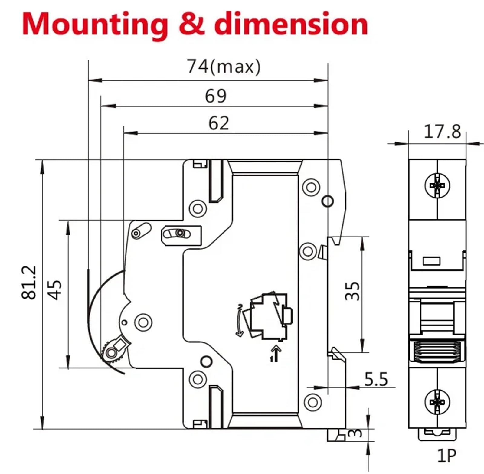 Disjoncteur MCB bipolaire GYM9 for rail DIN 230 V 6 A-63 A CA
